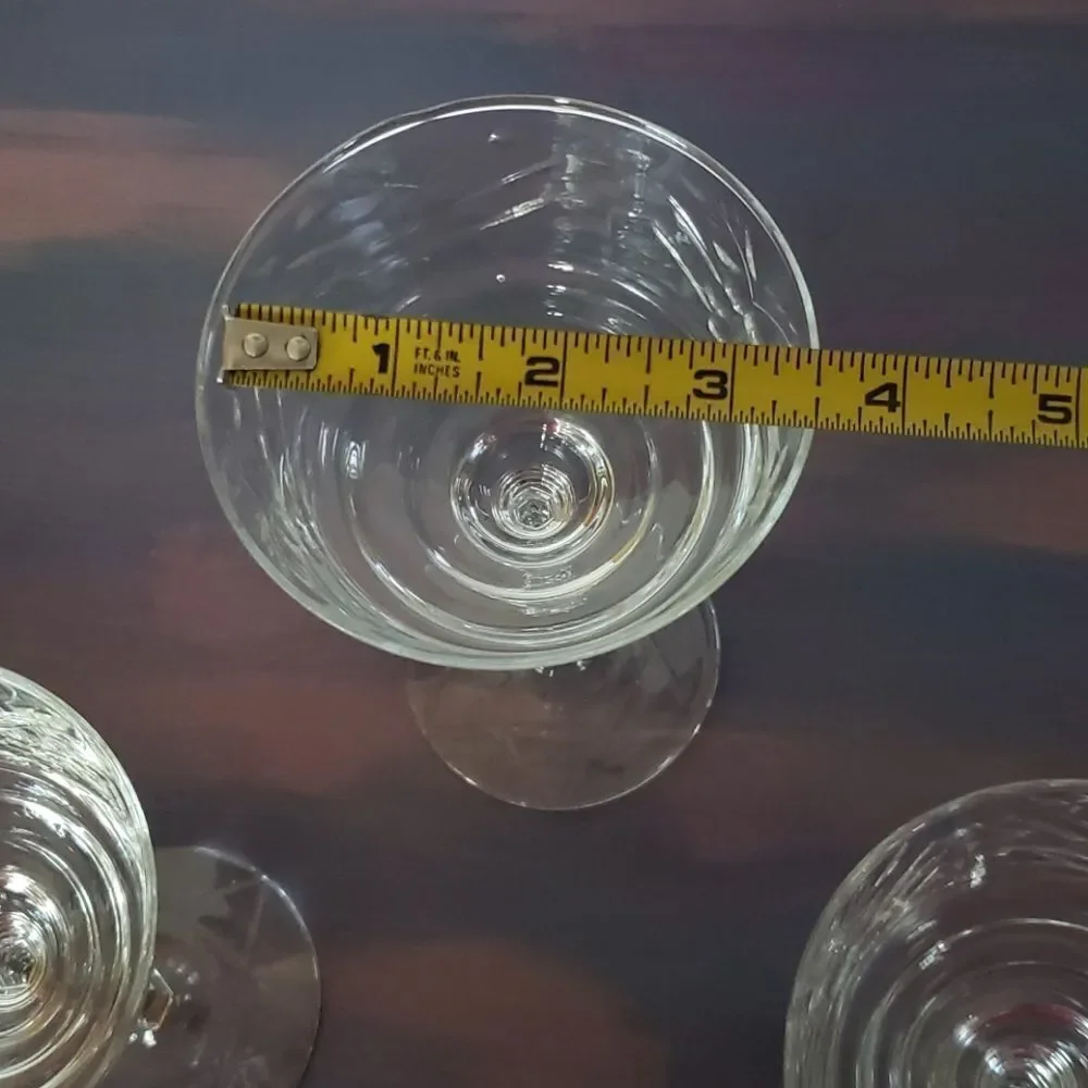 Set of 3 Vintage Crystal Wine Glasses